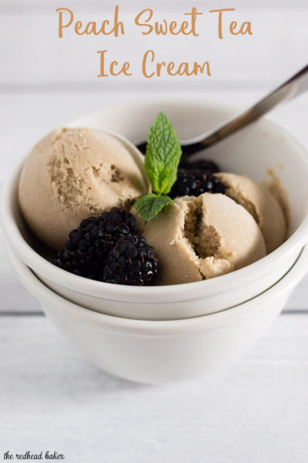 Summer Peach Sweet Tea Ice Cream is infused with loose tea leaves from The Art of Tea's Summer Peach blend and sweetened with brown sugar. #sponsored