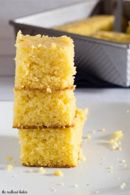 Sweet cornbread is a classic cookout side dish. This recipe is buttery and moist, all that's needed is a drizzle of honey! #CookoutWeek