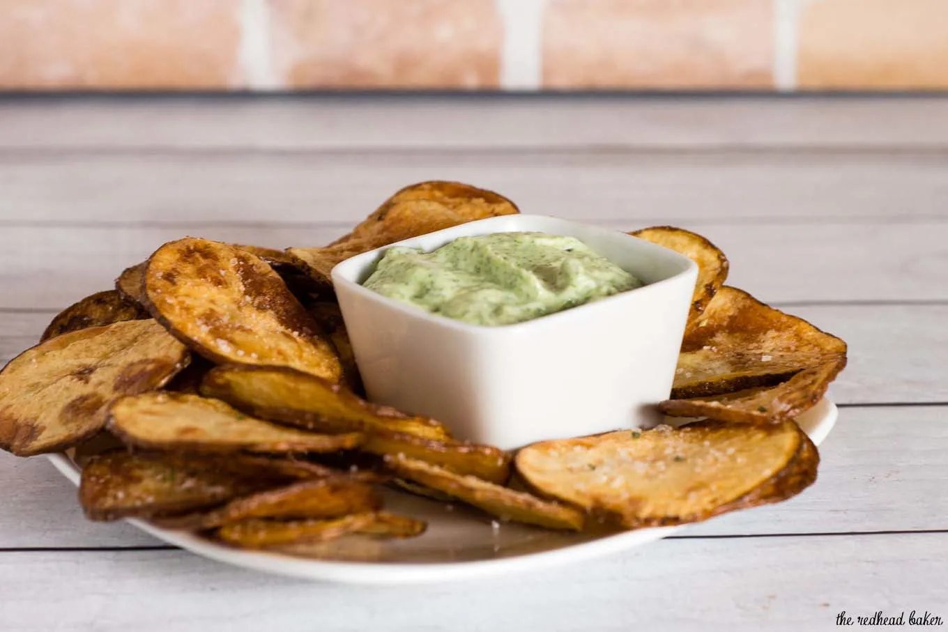 Rosemary potato chips: you can't get this flavor in a bag of store-bought chips! Dunk these crispy chips in a dip of fresh herb aioli for even more flavor. #ProgressiveEats