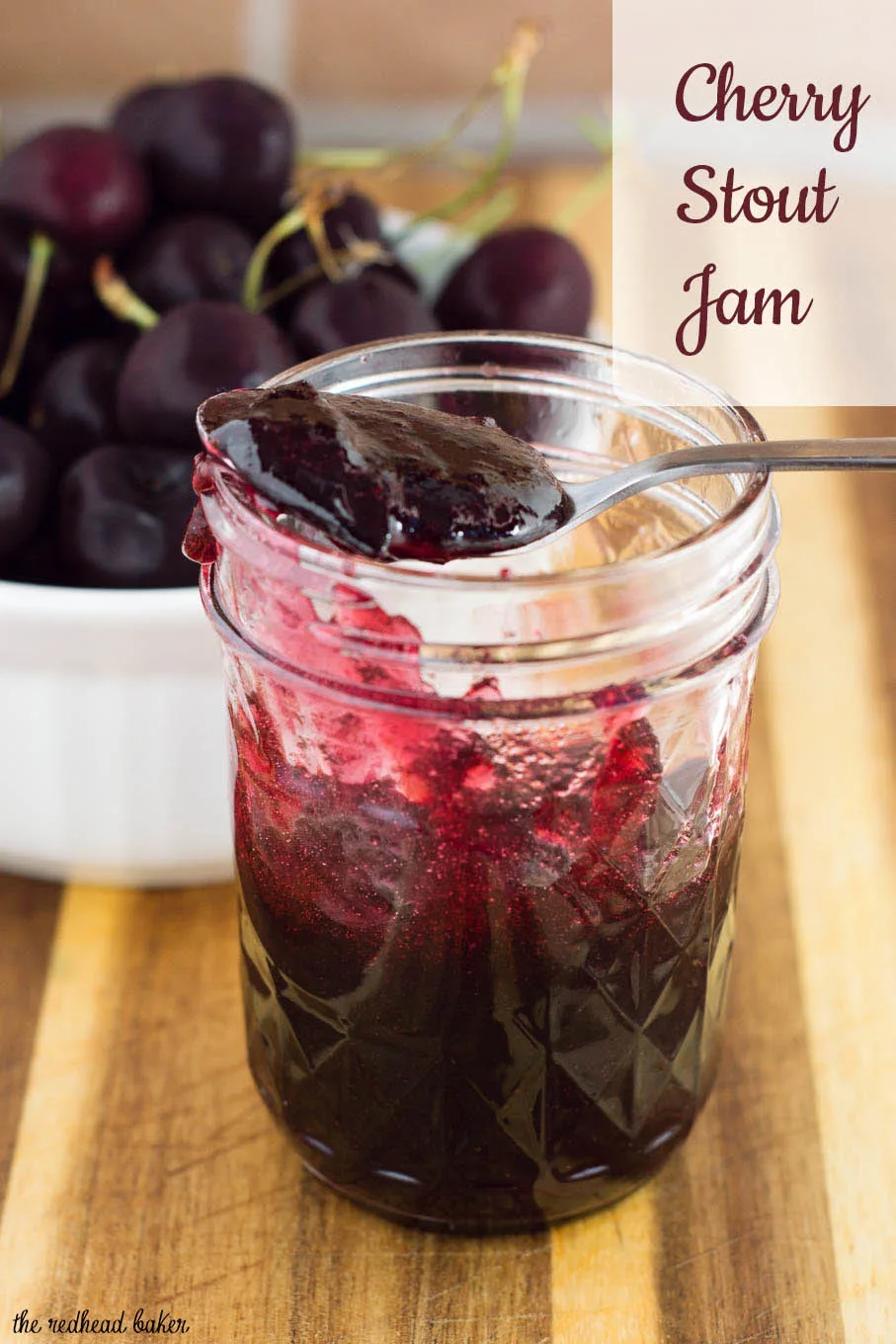 Cherry stout jam combines fresh farmers market cherries and chocolate stout beer for a rich, delicious jam that lets you enjoy a taste of summer all year long! #FarmersMarketWeek” width=