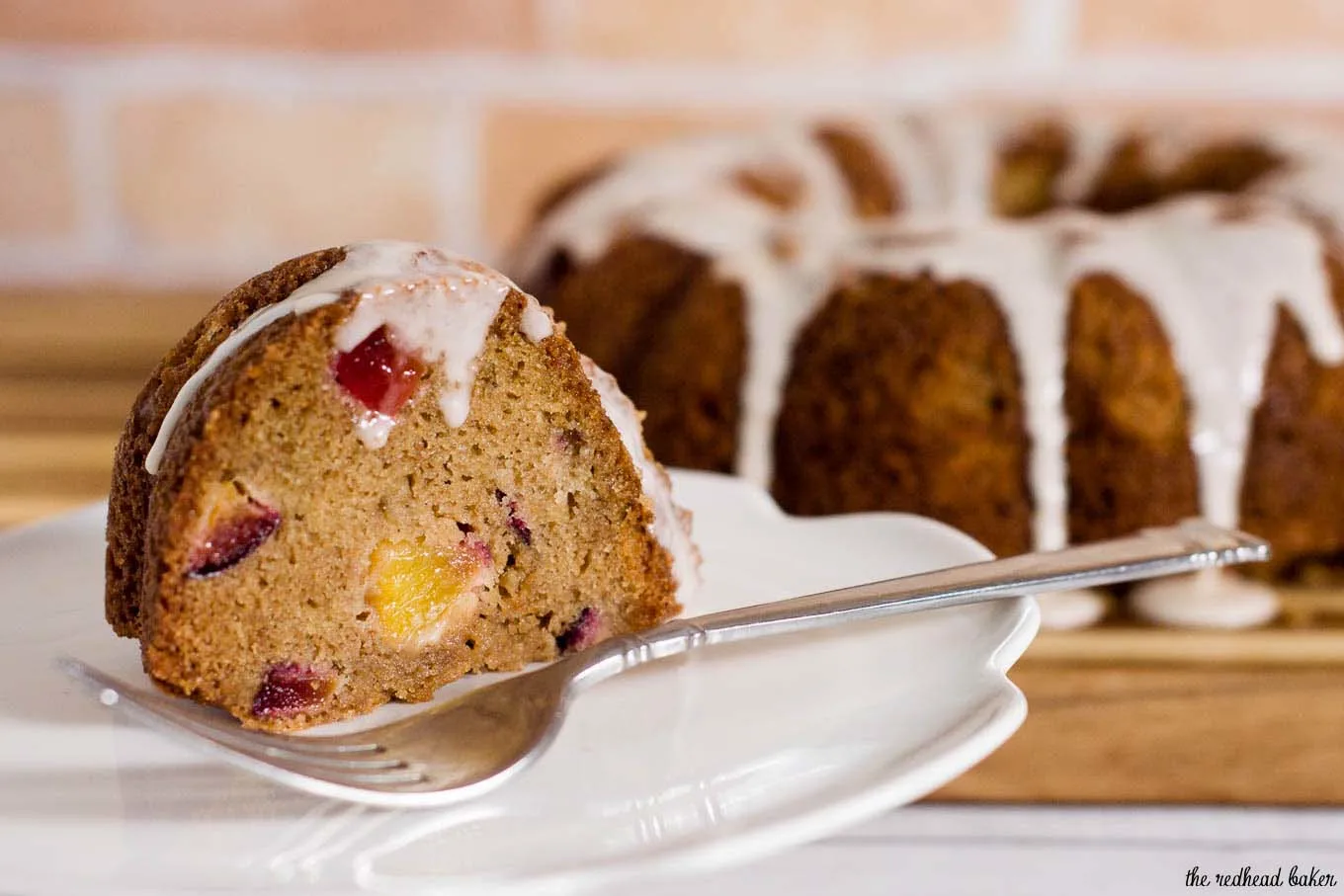 Flavorful vanilla bean bourbon plum bundt cake is flavored with plums mascerated in bourbon and sugar — it's the perfect way to end summer! #ProgressiveEats