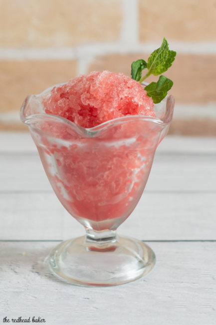 Granita is a Sicilian dessert made from crushed ice and flavoring. This watermelon mint granita is light and refreshing, perfect for a summer day! 