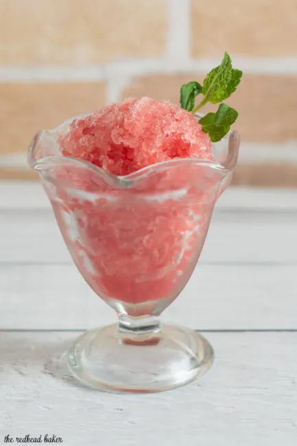 Granita is a Sicilian dessert made from crushed ice and flavoring. This watermelon mint granita is light and refreshing, perfect for a summer day!&nbsp;
