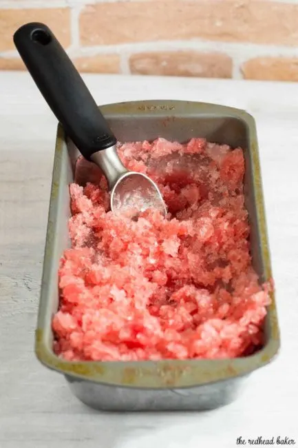 Granita is a Sicilian dessert made from crushed ice and flavoring. This watermelon mint granita is light and refreshing, perfect for a summer day!&nbsp;