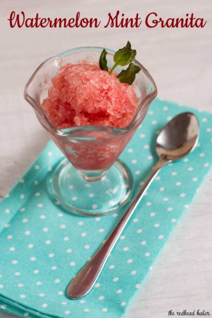 Granita is a Sicilian dessert made from crushed ice and flavoring. This watermelon mint granita is light and refreshing, perfect for a summer day! 