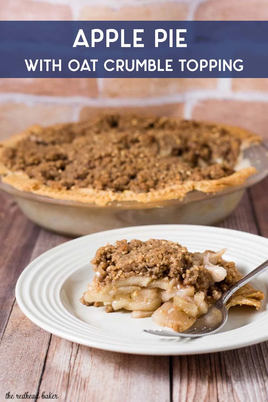 Classic apple pie gets a twist with a cinnamon-spiced oat crumb topping that adds texture and flavor. It's the perfect dessert for any fall occasion! #AppleWeek