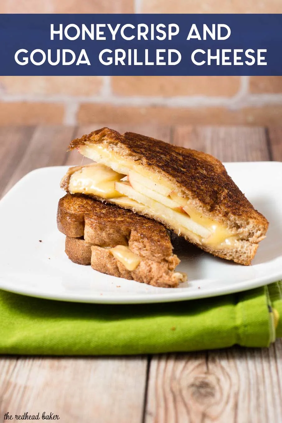 Thinly sliced honeycrisp apples add a sweet twist to classic grilled cheese. They are paired here with gouda, but cheddar would be delicious, too. #AppleWeek