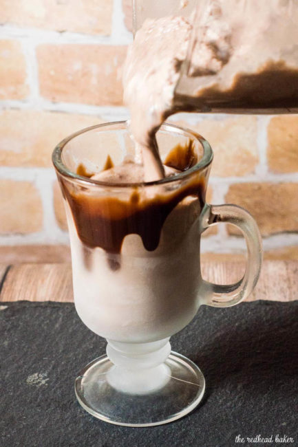 Creamy, delicious frozen hot chocolate is a fun twist on a classic treat. The texture is more like a blended cappuccino beverage than a milkshake. #Choctoberfest