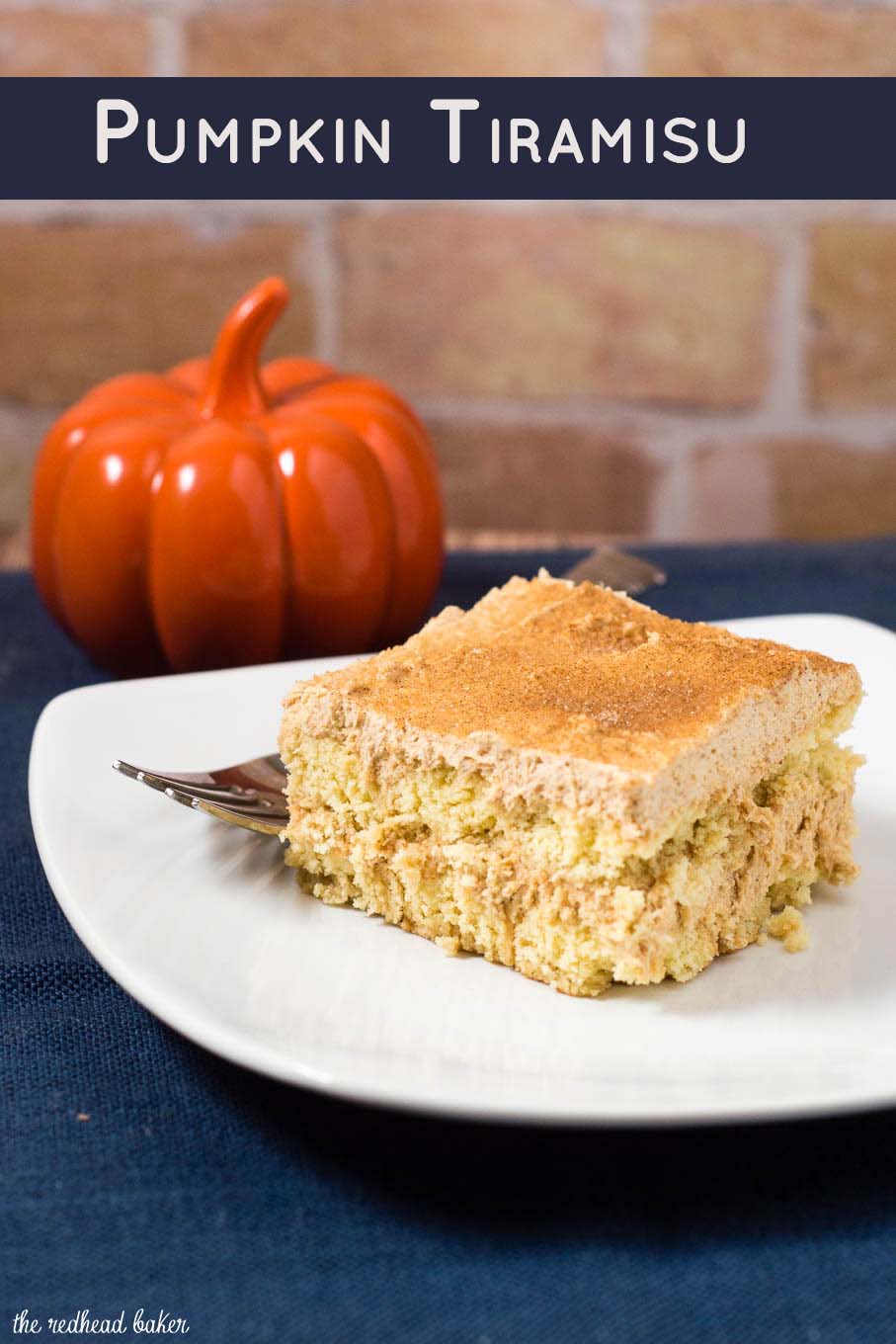 This pumpkin tiramisu is a light and airy twist on the Italian classic. It's no-bake and best when made ahead, which makes it perfect for a holiday dessert! #PumpkinWeek