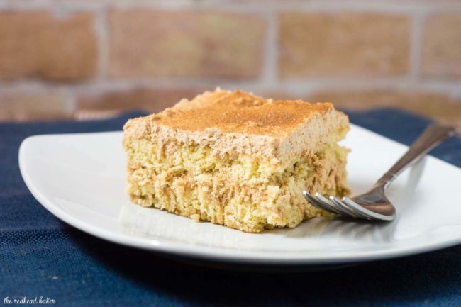 This pumpkin tiramisu is a light and airy twist on the Italian classic. It's no-bake and best when made ahead, which makes it perfect for a holiday dessert! #PumpkinWeek