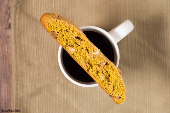 Pumpkin biscotti is a little more tender than traditional Italian biscotti. Pair with a warm cup of coffee for brunch or a light snack. #PumpkinWeek