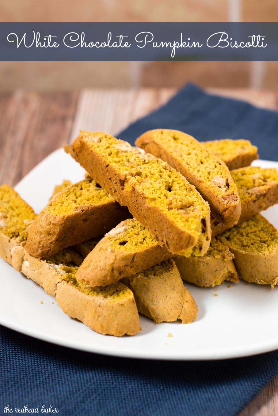 Pumpkin biscotti is a little more tender than traditional Italian biscotti. Pair with a warm cup of coffee for brunch or a light snack. #PumpkinWeek