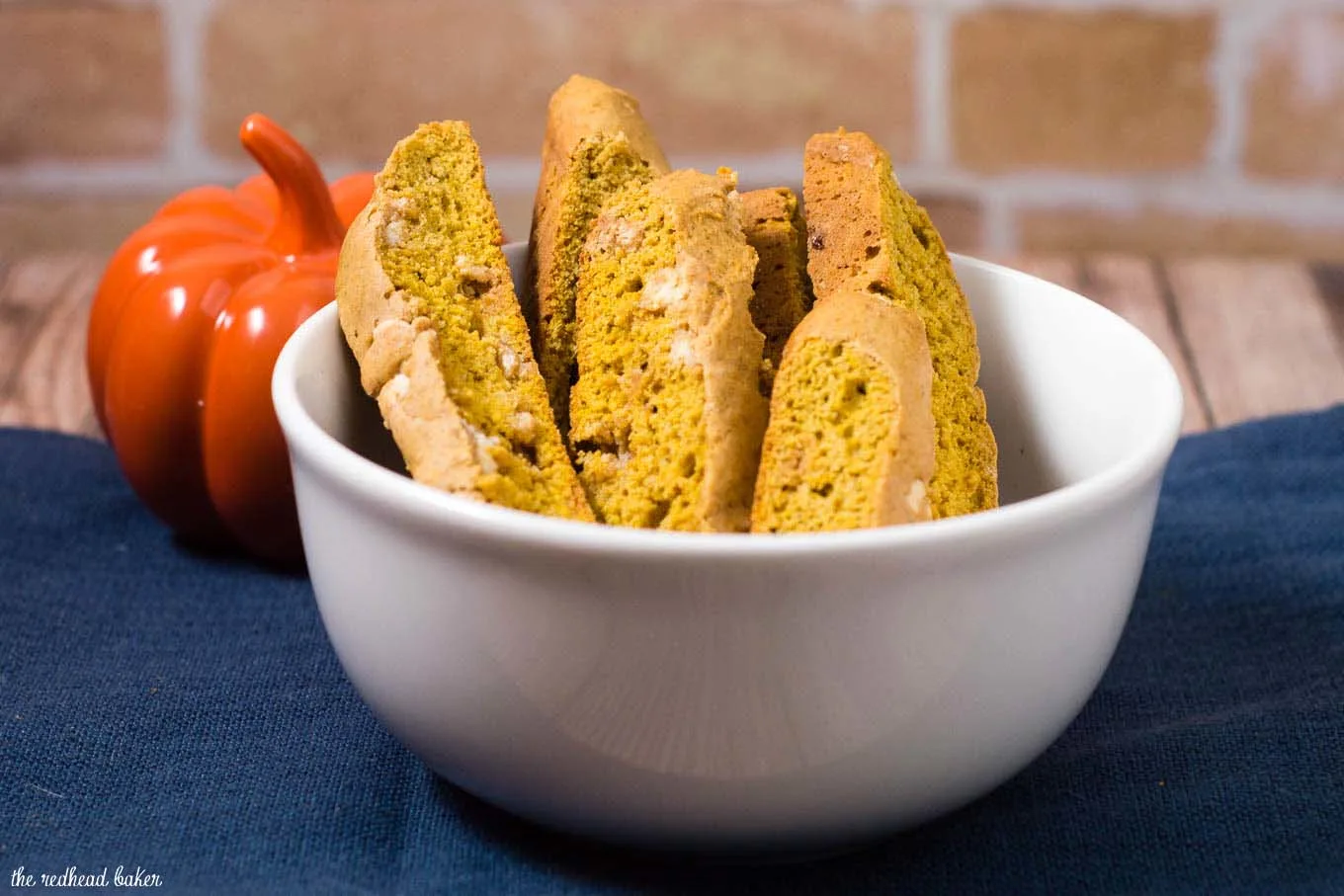 Pumpkin biscotti is a little more tender than traditional Italian biscotti. Pair with a warm cup of coffee for brunch or a light snack. #PumpkinWeek