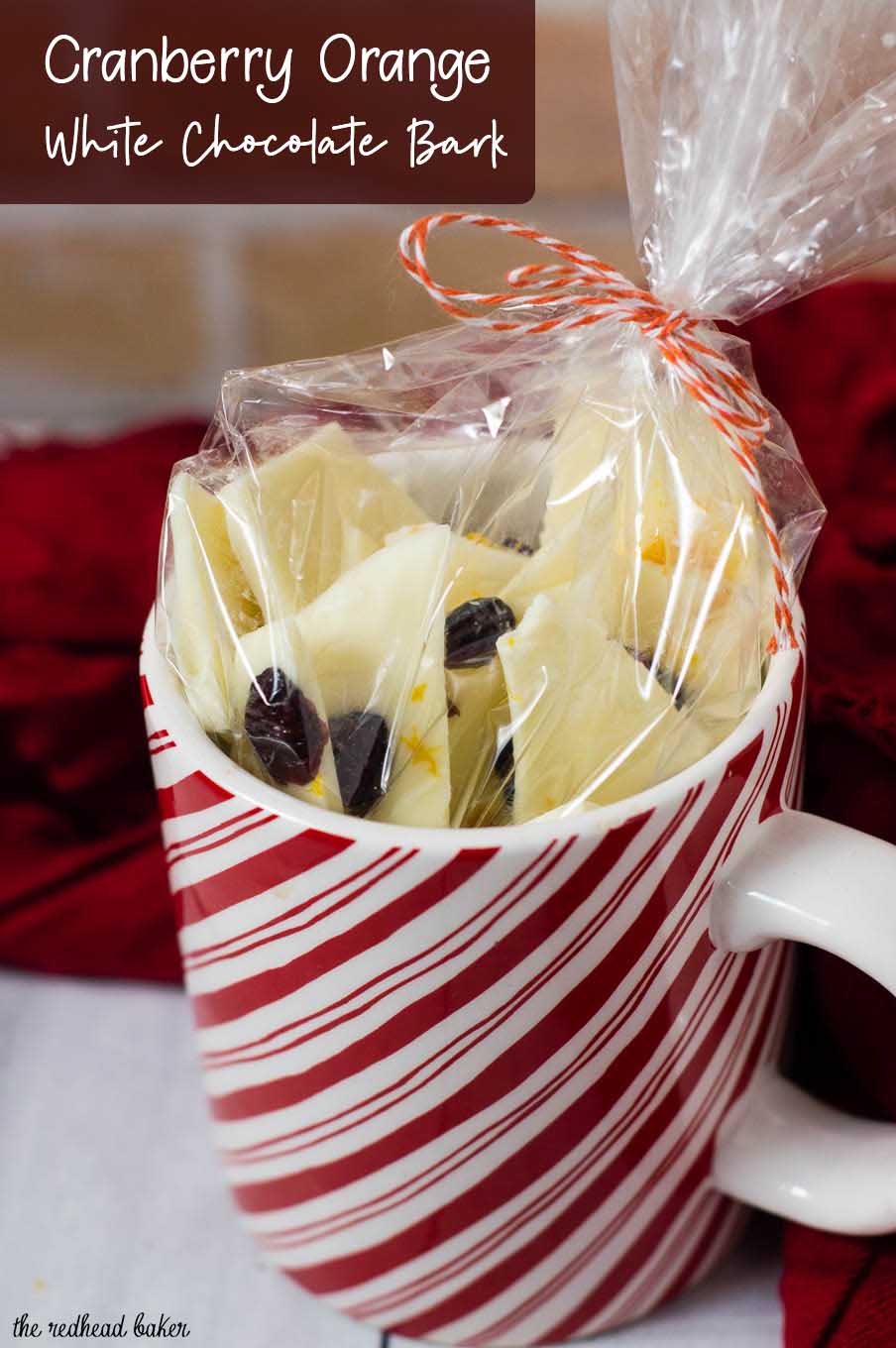 Have a lot of holiday parties to attend? Homemade cranberry-orange bark gives your wallet a break, and provides your hostess with a delicious treat. #FoodGifts