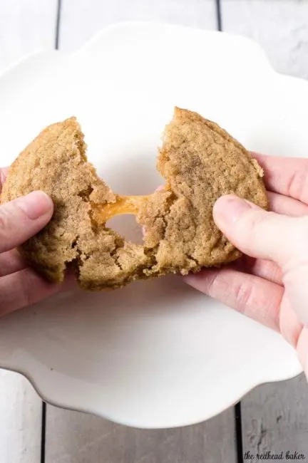 What's better than snickerdoodles? Snickerdoodles with a caramel center! Add a few flakes of sea salt for even more delicious flavor.&nbsp; #ChristmasCookies
