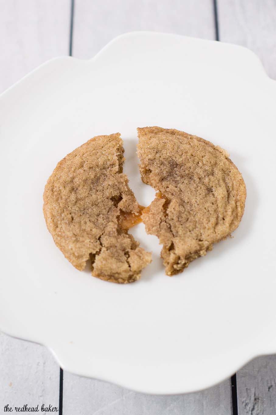 What's better than snickerdoodles? Snickerdoodles with a caramel center! Add a few flakes of sea salt for even more delicious flavor.  #ChristmasCookies