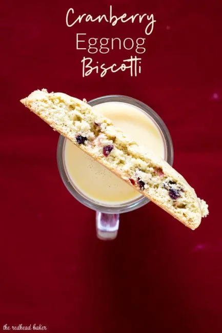 'Tis the season for cranberry eggnog biscotti! These crunchy, sweet cookies are loaded with sweet-tart dried cranberries.&nbsp;#ChristmasCookies