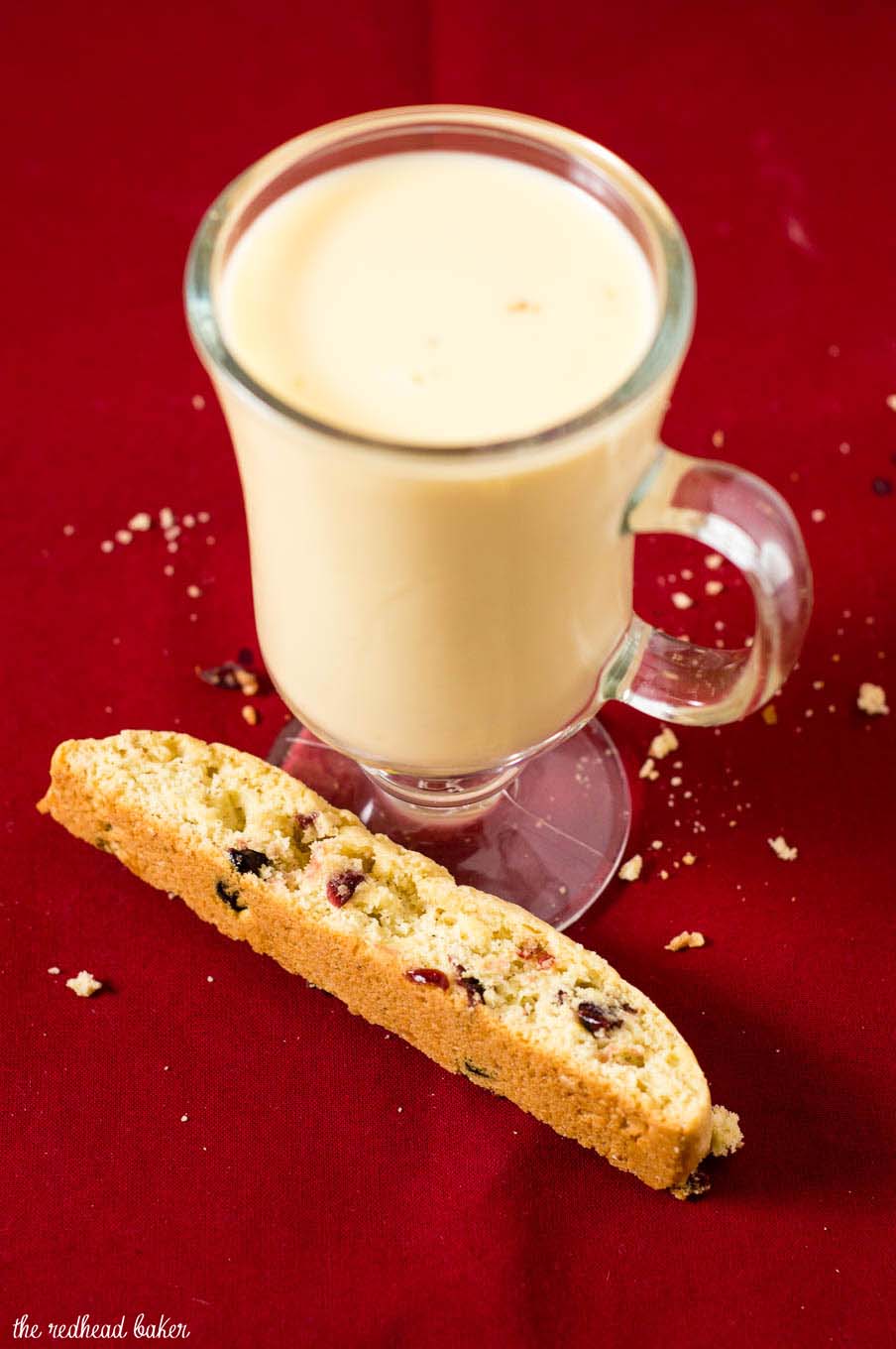 'Tis the season for cranberry eggnog biscotti! These crunchy, sweet cookies are loaded with sweet-tart dried cranberries. #ChristmasCookies