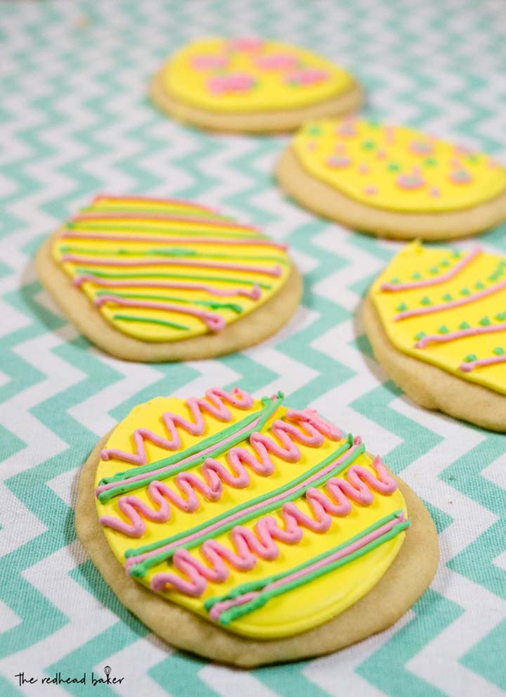 These Easter Egg Sugar Cookies are an adorable treat that you can display in your basket or on your table.