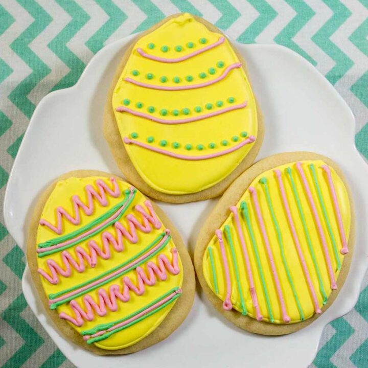 These Easter Egg Sugar Cookies are an adorable treat that you can display in your basket or on your table.