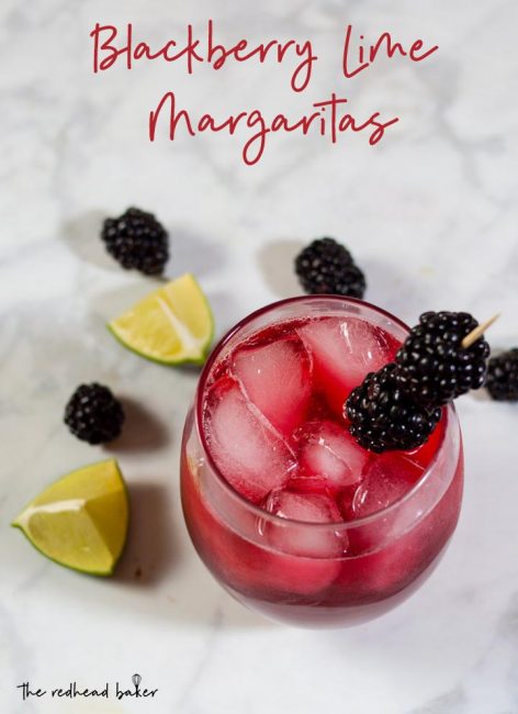 Blackberry lime margaritas have a vibrant color and delicious flavor. Adding lime zest to the simple syrup ensures that the blackberry doesn't overpower the drink's flavor. 