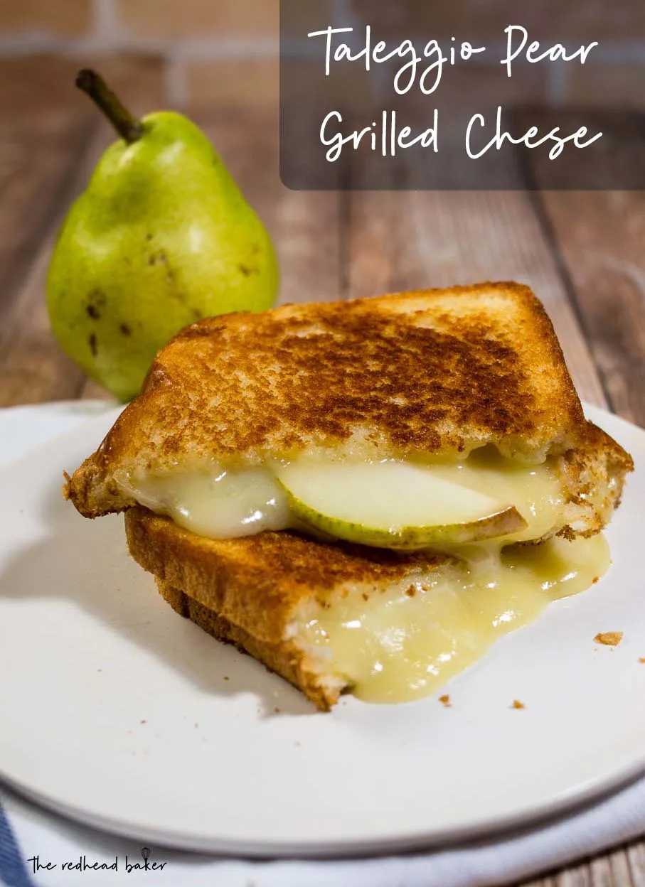 This gourmet grilled cheese sandwich with taleggio cheese and thin slices of pear is the perfect way to celebrate National Grilled Cheese Month!