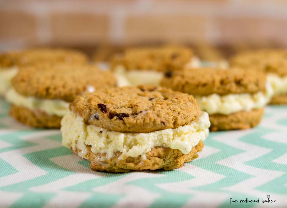 Cinnamon oatmeal cookie ice cream sandwiches pair homemade cinnamon ice cream between two soft oatmeal raisin cookies. You won't find this combination in your grocer's freezer! #ProgressiveEats