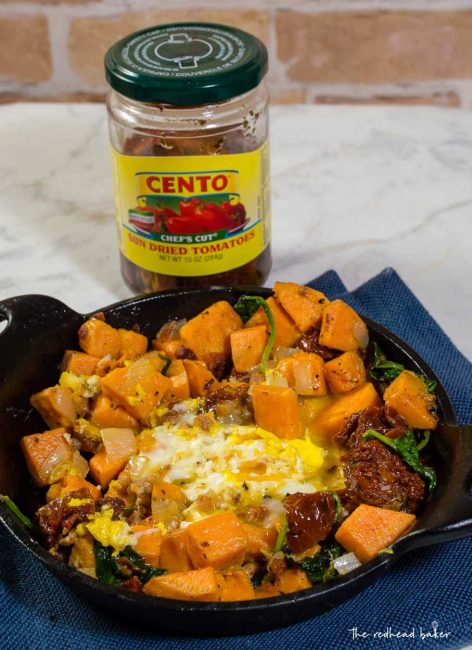 Brunch doesn't have to be a diet-buster! Sweet potato hash with pancetta, sun-dried tomatoes and spinach is a filling yet nutritious breakfast dish.