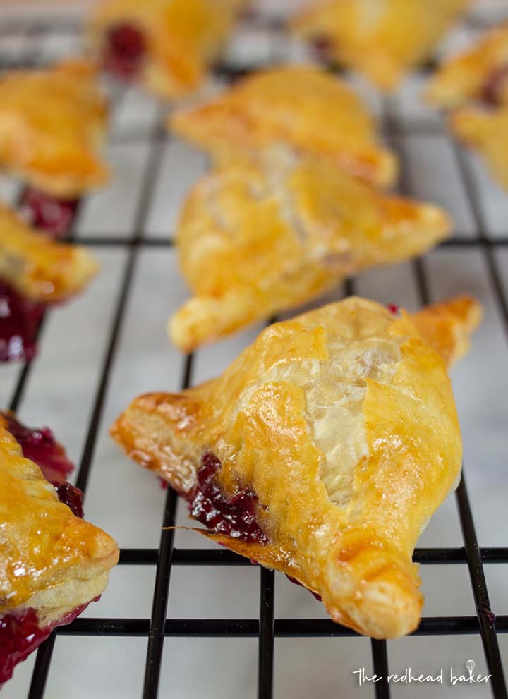 Cherry turnovers on a cooling rack
