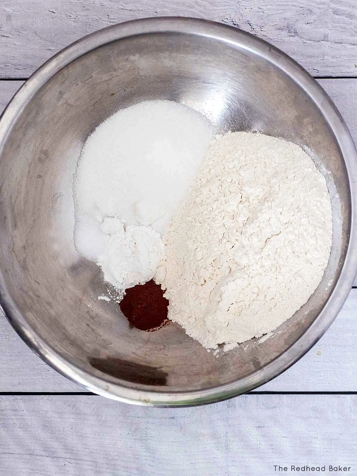 The dry ingredients for apple crumb cake.