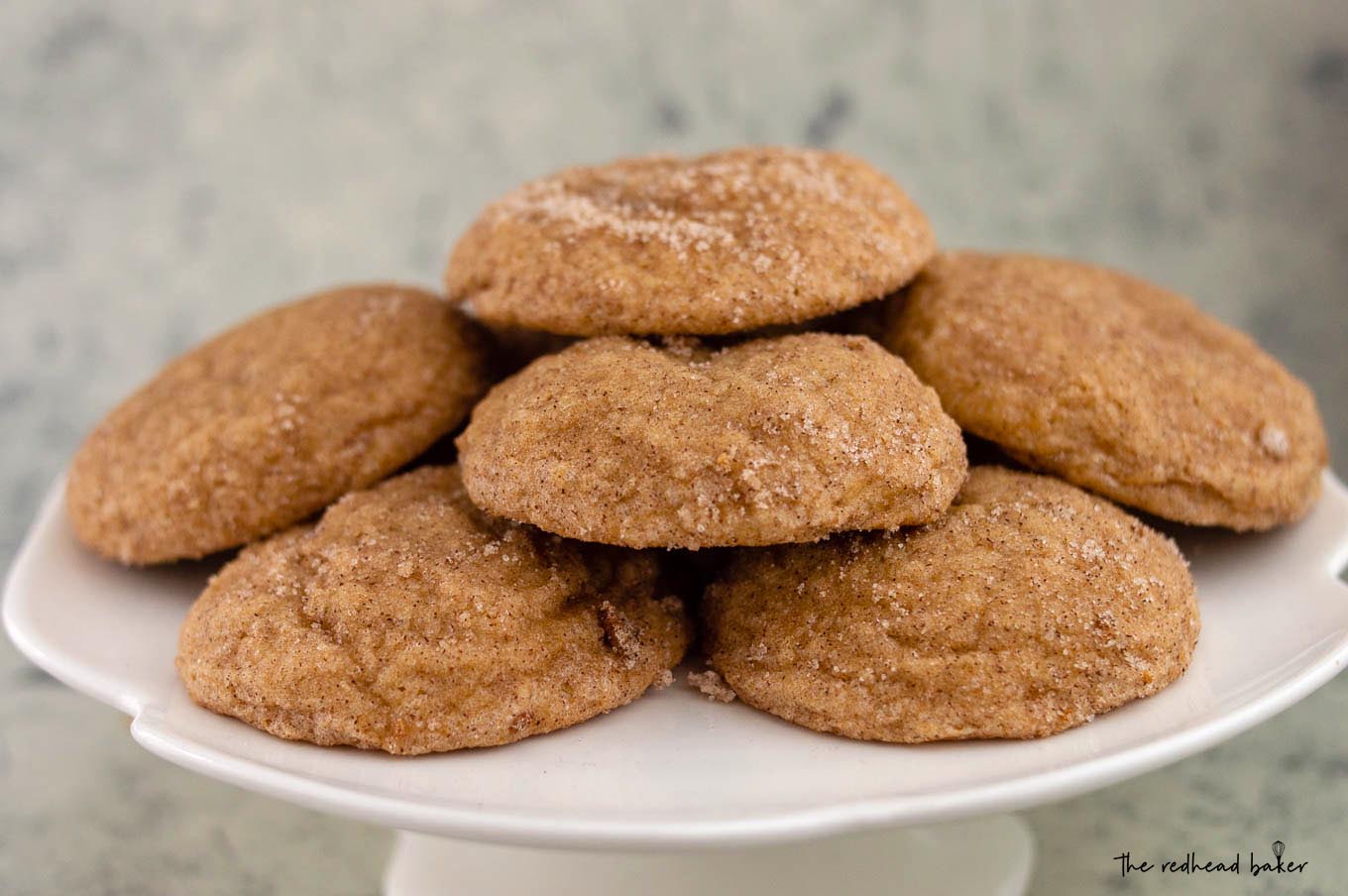 A plate of caramel-stuffed apple butter snickerdoodles