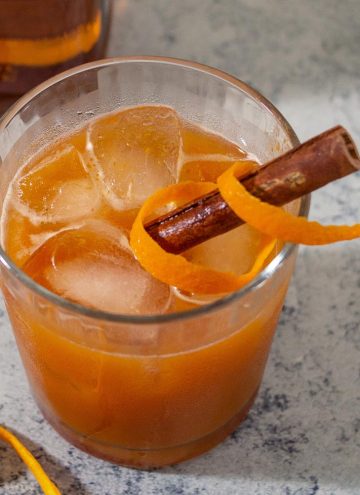 The Pumpkin Old-Fashioned — the classic cocktail of bourbon and orange liqueur gets an autumn twist with pumpkin puree and maple syrup.