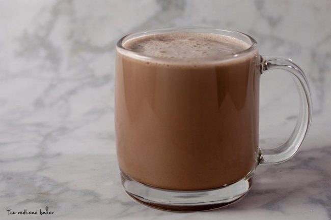 A mug of creamy hot chocolate