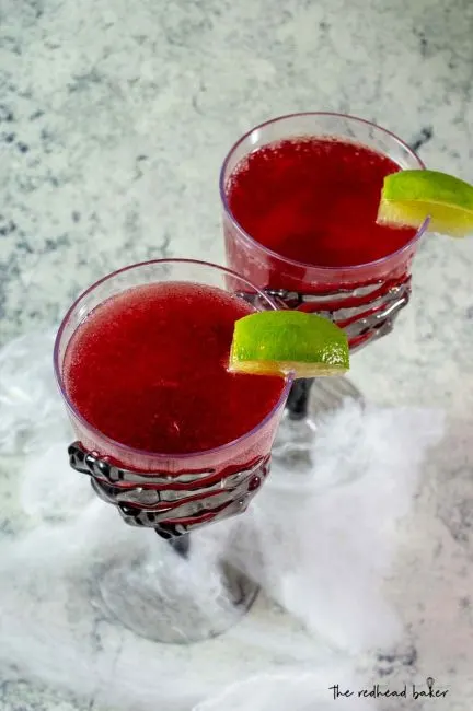 Two glasses of pomegranate margaritas