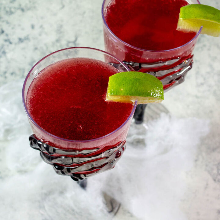 Two glasses of pomegranate margaritas