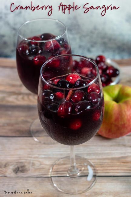 Two glasses of cranberry apple sangria