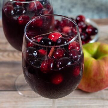 Two glasses of cranberry apple sangria