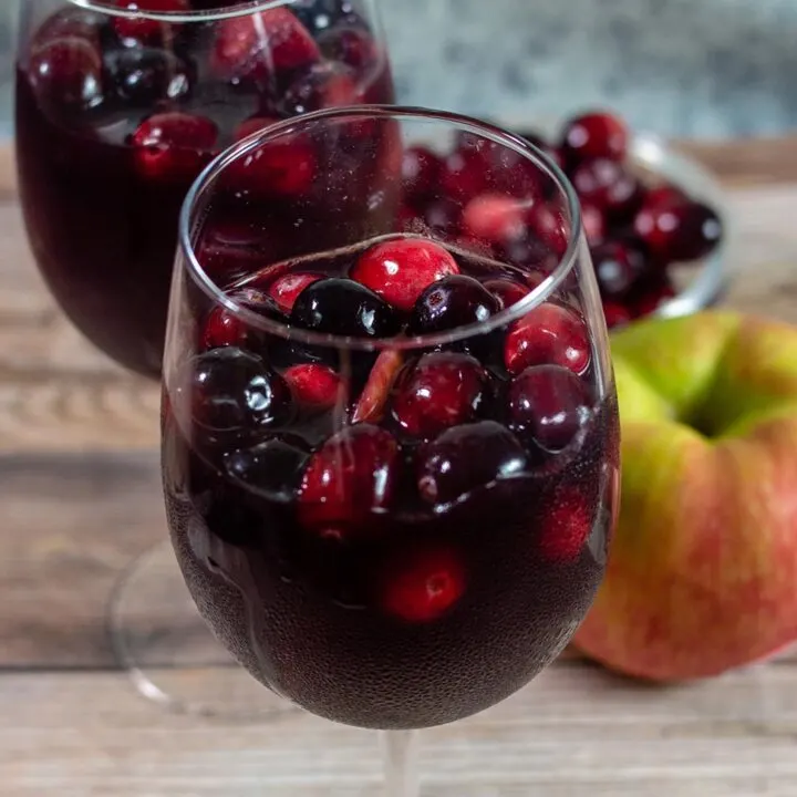 Two glasses of cranberry apple sangria