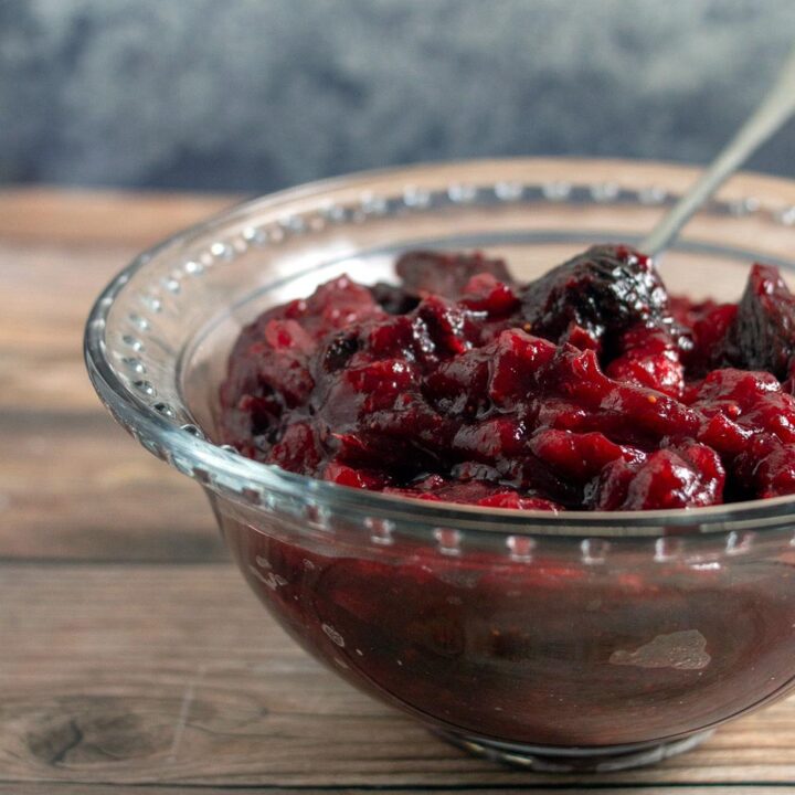 A dish of cranberry fig sauce