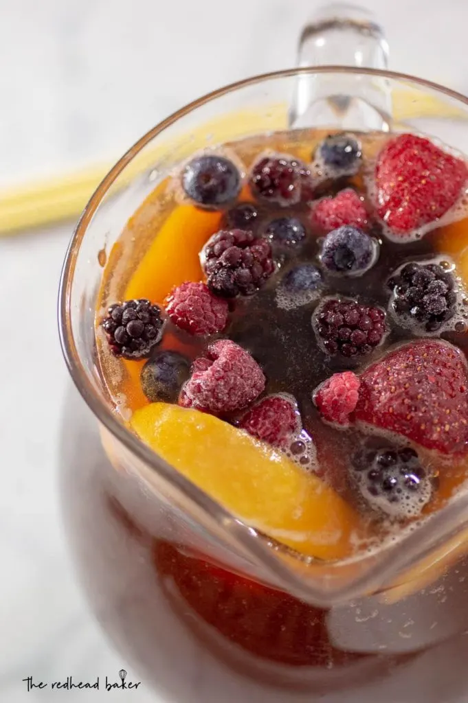 A pitcher of sweet tea sangria