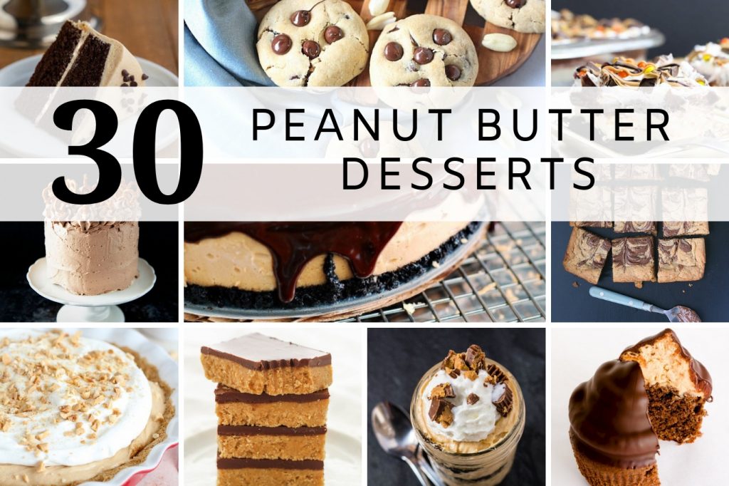 Collage of peanut butter desserts