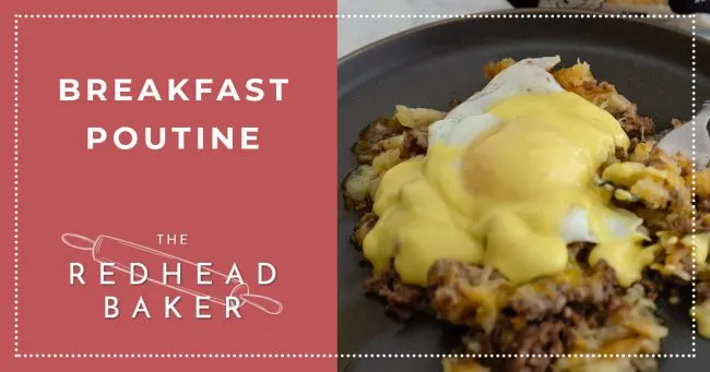 Poutine is a Quebecois "junk food" dish. This breakfast poutine version uses hash browns, breakfast sausage, fried eggs and Hollandaise.