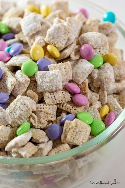 A bowlful of Easter muddy buddies, aka Bunny Bait