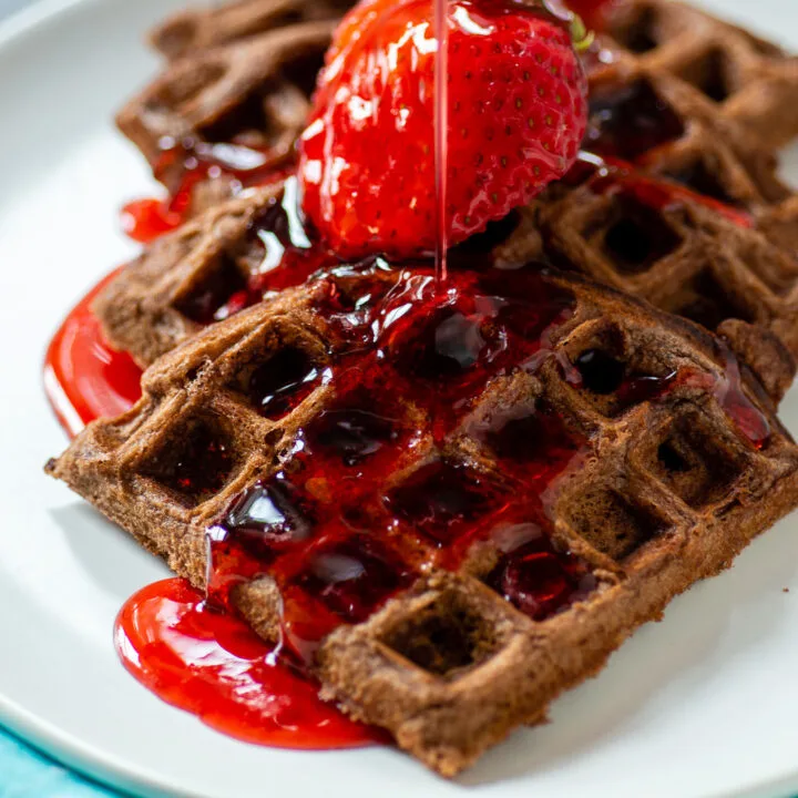 Nutella Waffles with Strawberry Syrup