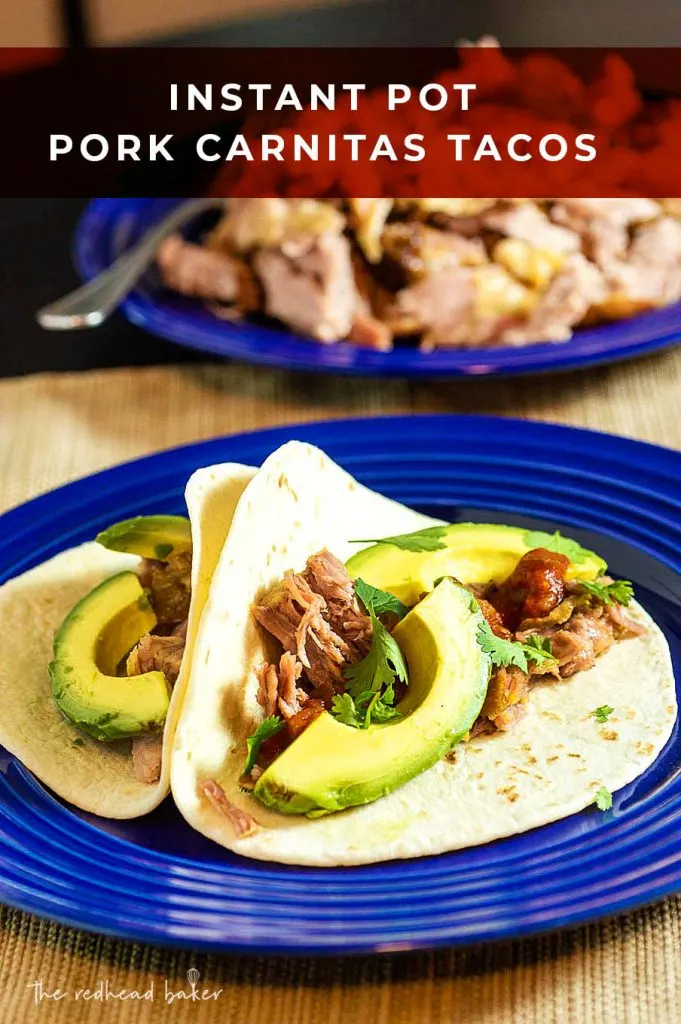 Traditional pork carnitas take 3 to 4 hours to cook, but with the Instant Pot, they take just one hour! The pork turns out just as tender, juicy and delicious.