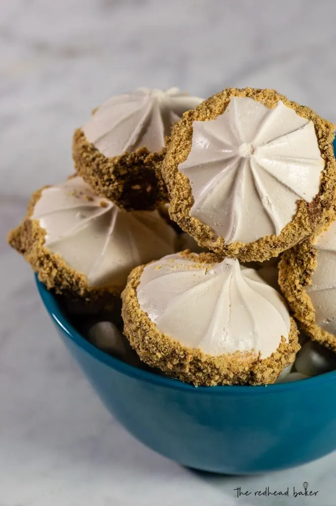 A bowl of s'mores meringue cookies