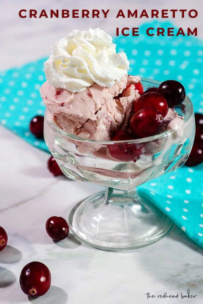 Who says ice cream is just for summer? This winter-fruit-flavored Cranberry Amaretto ice cream is slightly tart and slightly sweet.