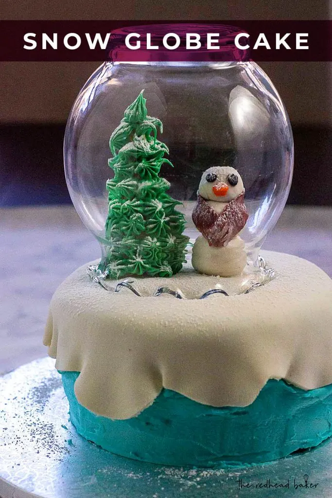 This adorable snow globe cake is a delicious centerpiece for your holiday dessert table. Large crowd? Make more than one! #ChristmasSweetsWeek