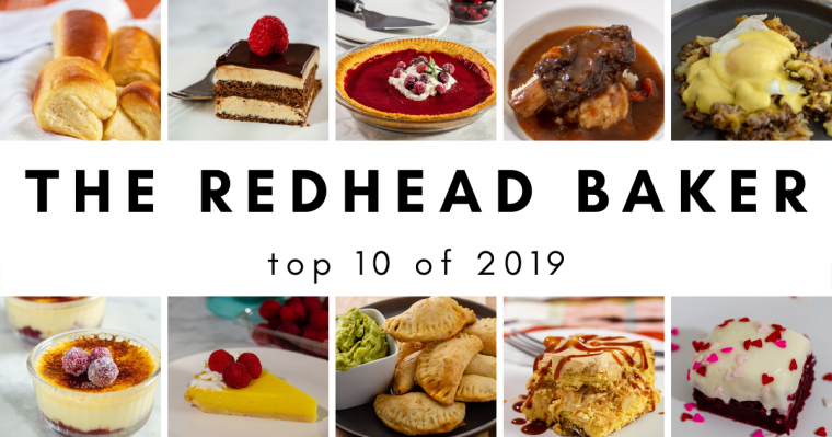 A collage of the top 10 recipes of 2019 on The Redhead Baker