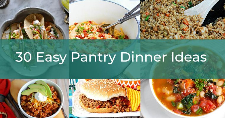 A collage of easy pantry dinner recipes